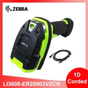 Zebra LI3608-ER Rugged Corded Handheld 1D USB Barcode Scanner Imager with Cable