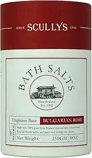 Scullys Rose Bath Salts - Natural Mineral Sea Salt, Epsom Salt, Himalayan Salt With Rose Oil - 250gm - Natural Bathing Bath Salts