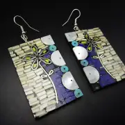 Tyrrell Martinez KEWA Santo Domingo Pueblo LAPIS SHELL MOSAIC INLAY EARRINGS