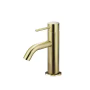 Piccola Round Basin Mixer Curved Spout - Single Lever - PVD Tiger Bronze