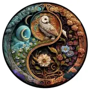 Flower & Bird Tai Chi Wooden Animal Puzzles with Wooden Box, Educational Puzzles