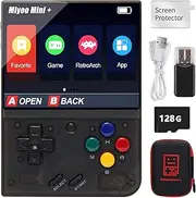 Miyoo Mini Plus Handheld Game Console with Storage Bag, 3.5 Inch Open Source Retro Game Console, Built-in 128G TF Card and 15000+ Classic Games, Support WiFi
