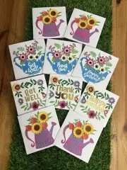 Handmade Occasion Floral Cards Set Of 10 W/envelope Birthday Get Well Thank You