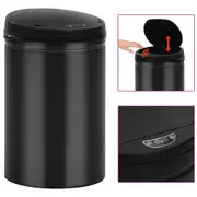 Automatic Sensor Dustbin 30 L Carbon Steel Black vidaXL