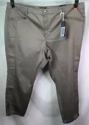 AUTOGRAPH NEUTRAL NATURAL “ZIP POCKET & HEM” STRETCH TWILL PANTS SIZE 26 NEW