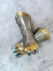 Brass Medieval Gauntlet Accents Knight Crusader Armor Steel Gauntlet Gloves Larp