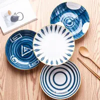 在飛比找ETMall東森購物網優惠-創意日式餐具網紅盤子深盤北歐ins陶瓷家用手繪可愛水果菜盤圓