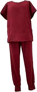 [ａ aternee] Female Uniform Scrub Set Clothes Short Sleeves Durable Nurse Work Clothing Nursing Workwear for SPA Cosmetology Pet Grooming
