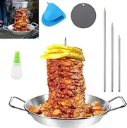 Gyro Pan with Skewer, 304 Stainless Steel Vertical Skewer Pan, Gyro Cooking Plate, Gyro Pan with Skewer for Oven, for Tacos Al Pastor, Shawarma Kebabs Smoker Oven BBQ Dishes (13 in)