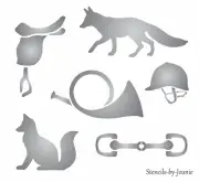 Fox Hound STENCIL Bugle Saddle Bit Rider Hat English Trail Hunt DIY Signs Joanie