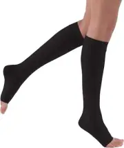 JOBST Relief Knee High 30-40 mmHg Compression Stockings, Open Toe, Black,...