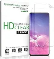 amFilm Screen Protector for Galaxy S10 (2 Pack), Flexible (Case Friendly) HD Clear Elastic TPU Film Screen Protector with Easy Installation Alignment Tool for Samsung Galaxy S10