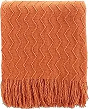 BATTILO HOME Lightweight Throw Blanket Textured Solid Soft Sofa Couch Cover Decorative Knitted Blanket, 50"x60", Orange
