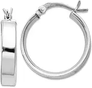 [JewelryWeb] 925 Sterling Silver Polished Hinged post Rhodium Plated-Hinged Earrings 20x20mm Wide 4.25mm Thick Stud Earring for Women