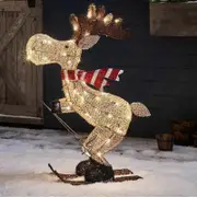 Jtgg Outdoor Christmas Figure Led Skiing Moose Garden Decoration Ornament 30cm