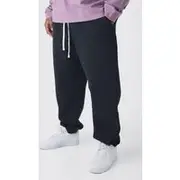 Mens Black Plus Oversized MMXIII Embossed Joggers