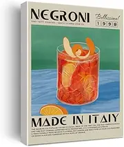 Vintage Cocktail Poster Bar Cart Accessories Alcohol Drink Wall Decor Birthday Gift ideas for Men Dad Bartender Retro ni Cocktail Art Wall Painting Posters 12X15” Home Kitchen Bar Decor (Framed)