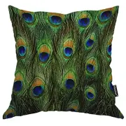 Peacock Feather Bird Peacock Green Brown 18" x 18" (Pack of 1) Multi-q13