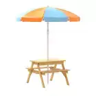 Kid Outdoor Table Chair Picnic Bench Umbrella Set Water Sand Pit Box Play Toy