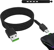 USB Micro Braided Mouse Charging Cable, Naga Pro 20000 DPI Charging Cord Compatible with Razer Naga Pro, DeathAdder V2 Pro, Basilisk, Viper Ultimate Wireless Gaming Mouse Charging Cord, 5.9FT