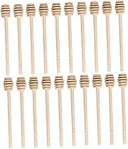 Hohopeti 20pcs Wooden Honey Dipper Sticks Honey Mixing Stirrer for Jam Milk Coffee More for Wedding Party Favors Elegant Kitchen Accessory