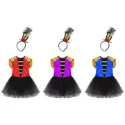 TiaoBug Kid's Girl's Costume Outfit Costume Set Ringmaster Patchwork Costumes