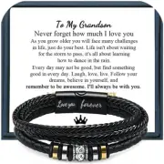 Leather Bracelet for Men Multi-Layer Braided Leather Bracelet with Clasp Black I