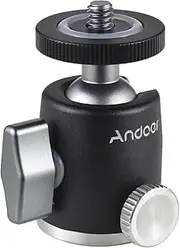 xinyee Mini Ball Head Tripod Ballhead Mount Adapter Aluminum Alloy 1/4 Inch Screw Connector with Bottom 1/4 Inch Thread 3kg Load Capacity