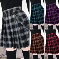在飛比找ETMall東森購物網優惠-Casual slim A-line plaid skirt