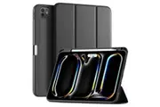 For Apple iPad Pro 13 (2024) Pencil Holder Case, Folio Leather Stand Smart Cover (Black)