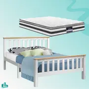 Double Package | Kewarra Bed White & Normay Series Pillow Top Mattress (Medium Firm)