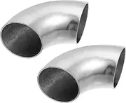 X AUTOHAUX 2pcs OD 2 Inch 90 Degree Mandrel Bend Elbow SS304 Stainless Steel Bend Tube Exhaust Elbow Pipe for Car Modified Exhaust System 2" Piping Silver Tone