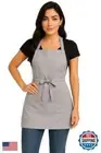 Grey Apron for women with pockets. Server aprons with 3 pockets. Waterproof a