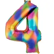 Rainbow Splash SuperShape Foil Balloon Number 4