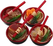 CIYODO 4pcs Realistic PVC Miniature Noodle Models for Decorative Play Display Artificial Food Decoration for Kitchen Props