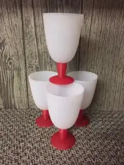 Tupperware 16oz. Goblet Set Of 4 With Red Base