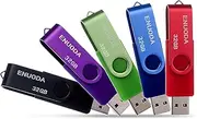 5 Pack 32GB USB 2.0 Flash Drive ENUODA Swivel Thumb Drive Memory Stick Jump Drive Zip Drives Pen Drive 5 Mixed Colors (Black Blue Green Purple Red)
