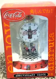 Coca-Cola Anniversary Clock COKE Classic Diner Porcelain Base & Dial Domed CCM74
