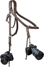Leather Camera Strap,Shoulder Camera Strap for 1 or 2 Camera,Dual Camera Harness for Photographers,Multi Camera Gear for Dslr/Slr Strap,Camera Harness Camera Sling Strap Single or Dual