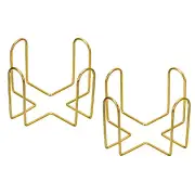 Coaster Holder, 2pcs 4" - for Both Round and Square, Holds 6 Coasters (Gold)