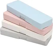 ELENTGE Pencil Box Plastic Pencil Box- 4 Pack Pencil Box Hard Pencil Case Crayon Box with Snap Tight Lid Plastic Pencil Boxes Stackable Design Office Supplies Storage Organizer Box for Kids and Adults