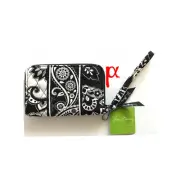 Vera Bradley Medium Floral Wristlet Wallet Midnight Paisley Black White Multi