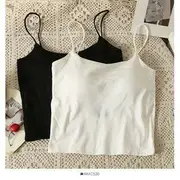 Open-Back Plain Cami Top with Pads White - One Size