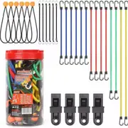 Heavy Duty Elastic Tie Down steel hooks 30Pc Bungee Cord Octopus Strap