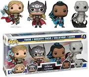 Funko PoP! Thor 4 Love and Thunder - Thor, Mighty Thor, Gorr and Valkyrie Vinyl Figure 4 Pack, 3.75-Inch Height
