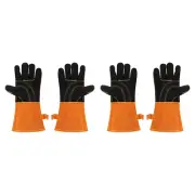 2Pair A3037 Welding Gloves 16" Fire Heat Resist Cowhide Leather Grill Gloves