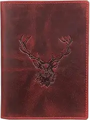 [Greenburry] Vintage Cowhide Leather ID Folder Document Folder Hunting Licence Case 328B-RS Stag Deer