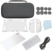 GETBSTOOP Switch 2 Carrying Case 15 in 1 Switch 2 Accessories Set for Switch 2 (2025) Hard Carrying Case with Switch2 Protective Case Tempered Glass Clear Case & Grip Cover