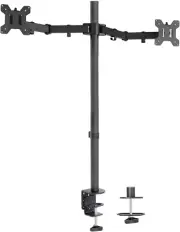 Dual Monitor Stand up Desk Mount Extra Tall 39 Inch Pole, Fully Adjustable Stand