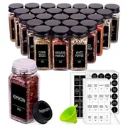 Spice Jars with 547 Labels- Glass Spice Jars with Black Metal Caps, 4oz 36